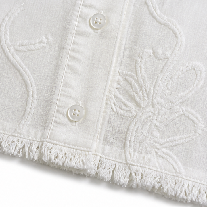 Embroidered Ruffle Blouse — View 15 | Clova