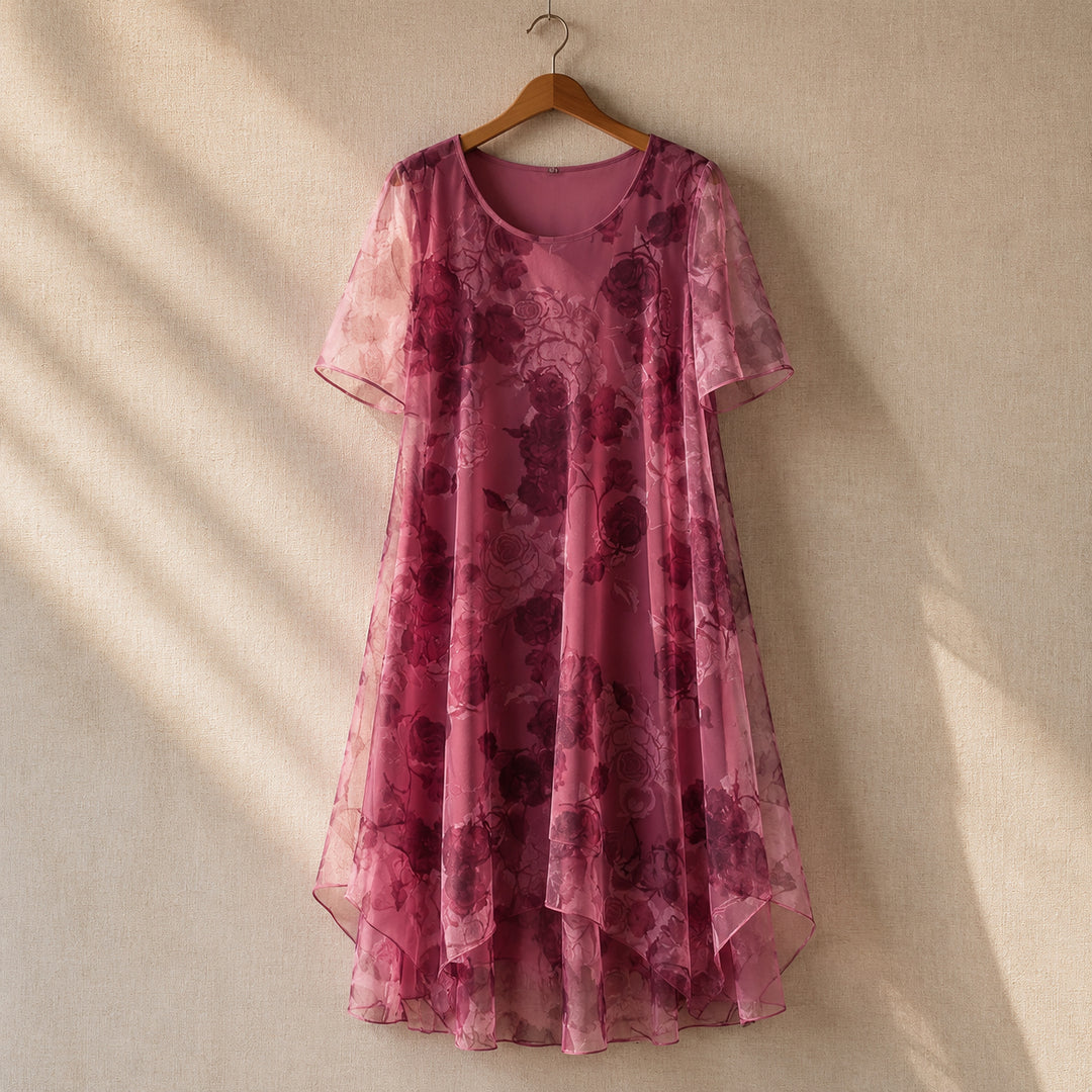 Layered Chiffon Floral Dress