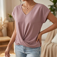 Twist-Knot V-Neck Top for Effortless Everyday Style