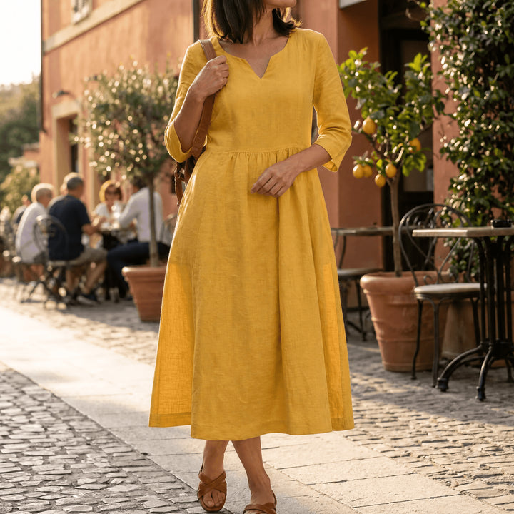 Relaxed V-Neck Midi Dress