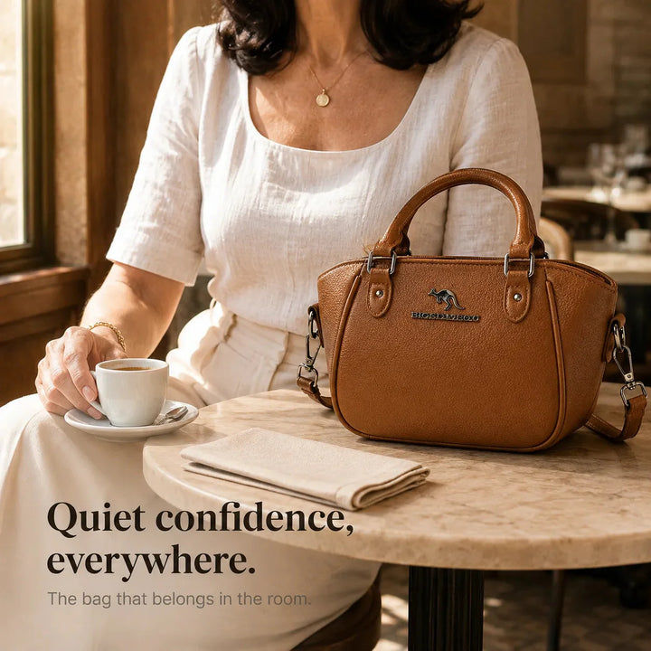 Structured Boston Handbag with Convertible Crossbody Strap, Polished Hardware