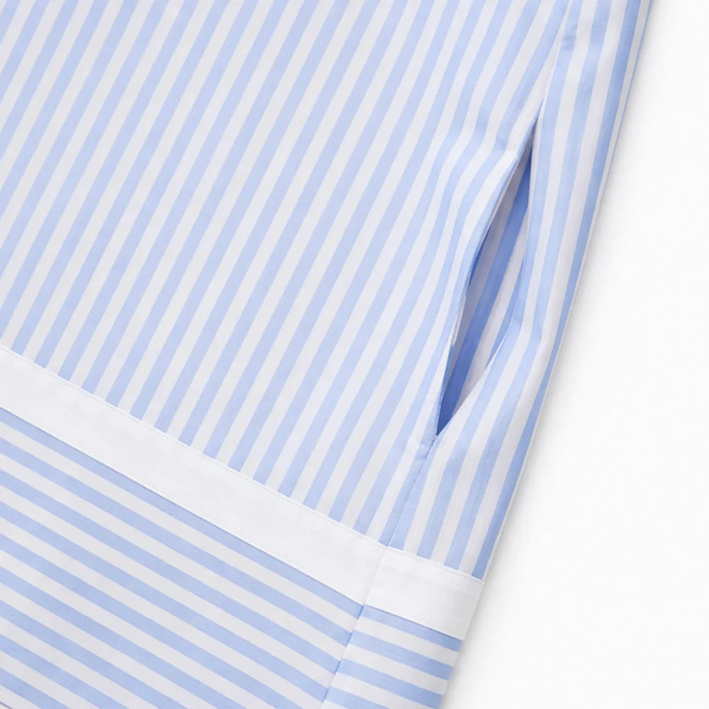 Striped V-Neck Tunic Dress with Pockets