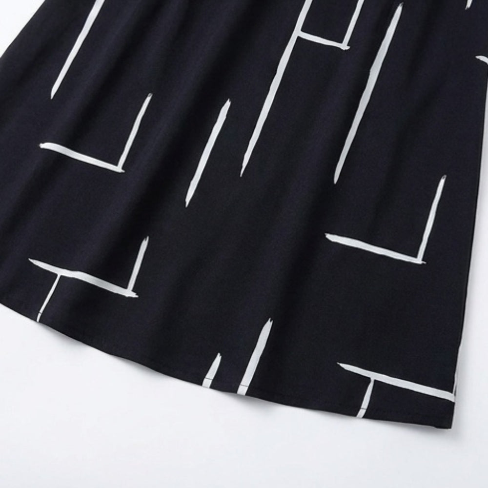 Pocketed Dolman Dress with Abstract Print