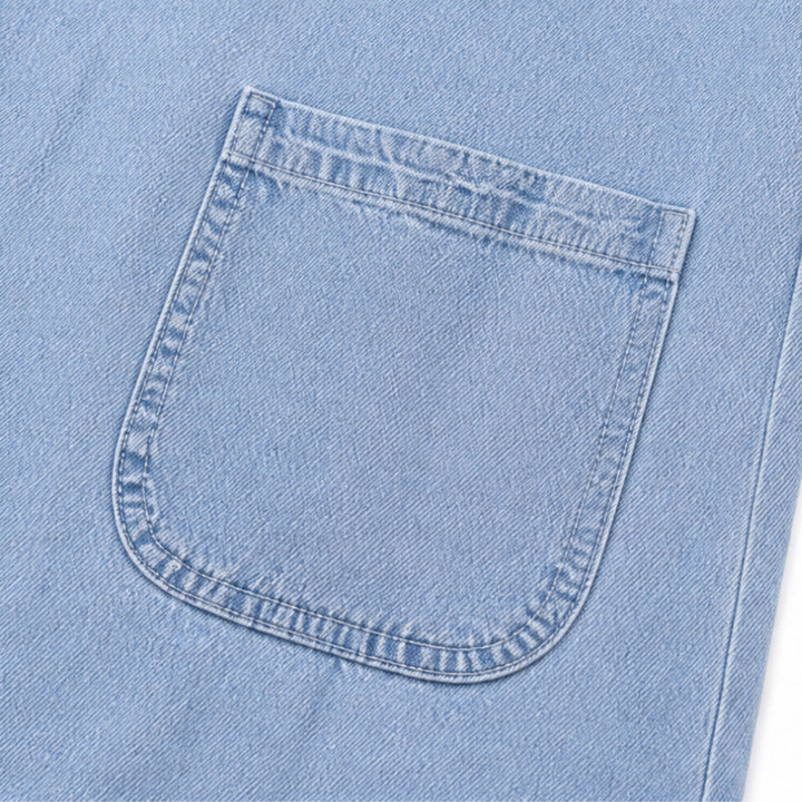 Light Denim Shirt Dress with Pockets, A-Line Mini for Women