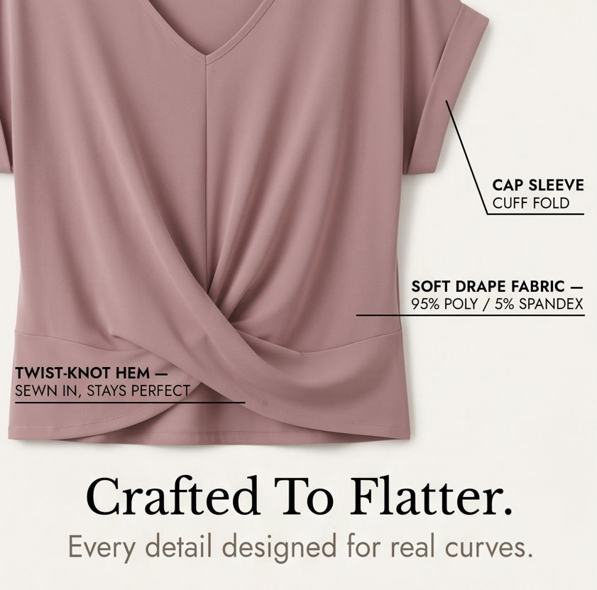 Twist-Knot V-Neck Top for Effortless Everyday Style