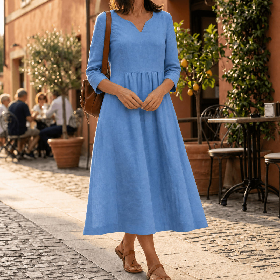 Relaxed V-Neck Midi Dress