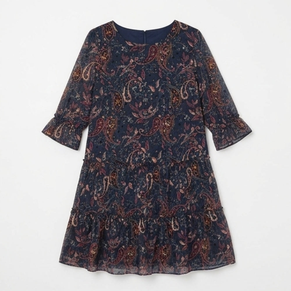 Tiered Chiffon Paisley Dress