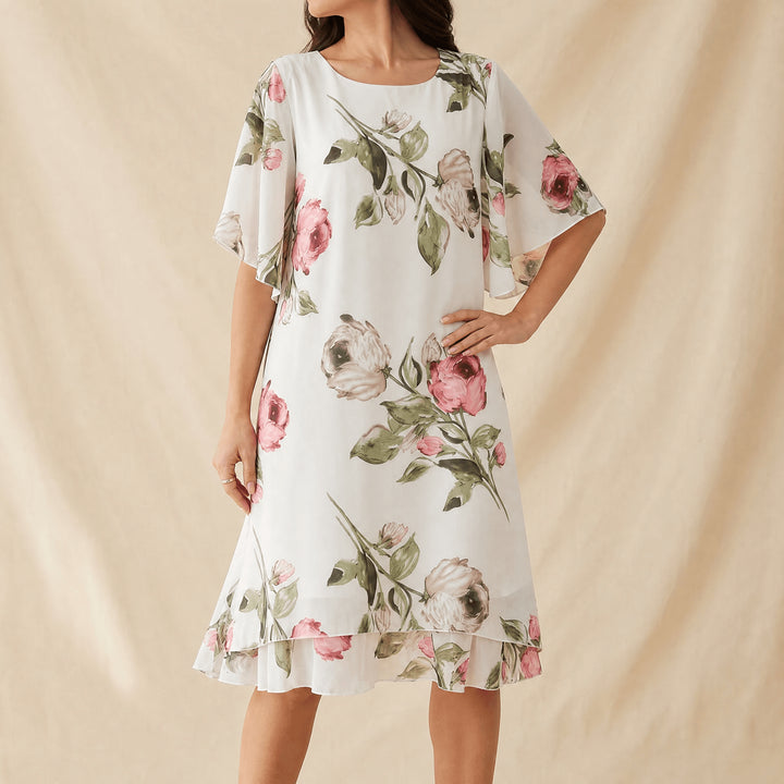 Floral Chiffon Midi Dress