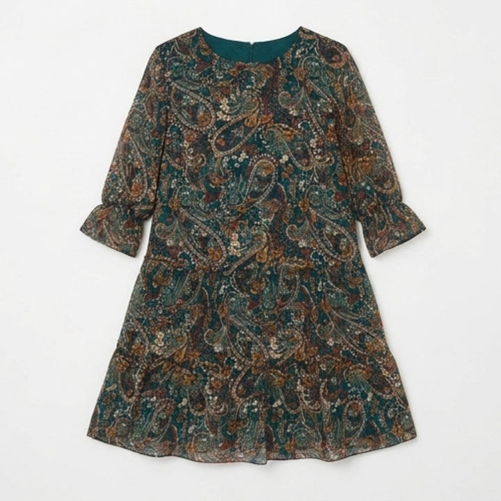 Tiered Chiffon Paisley Dress