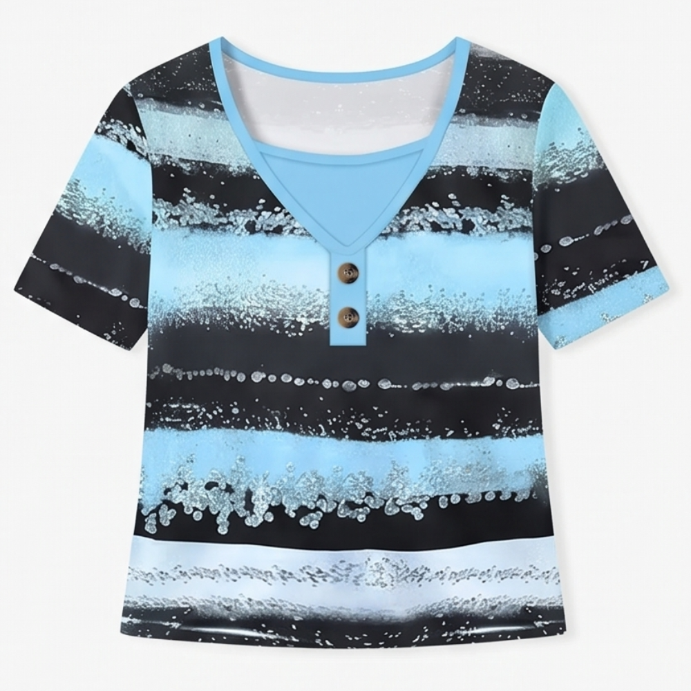 Flowy Watercolor Henley for Easy Summer Style — View 17 | Clova