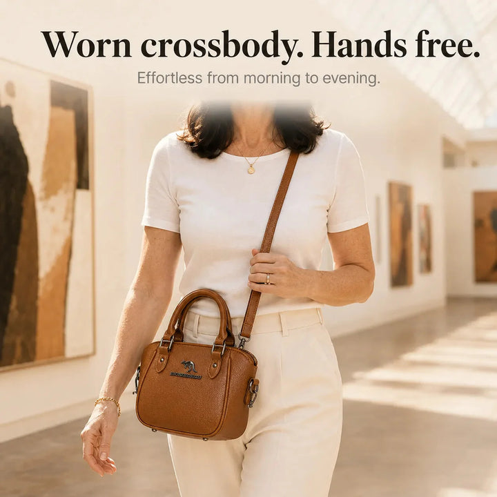 Structured Boston Handbag with Convertible Crossbody Strap, Polished Hardware