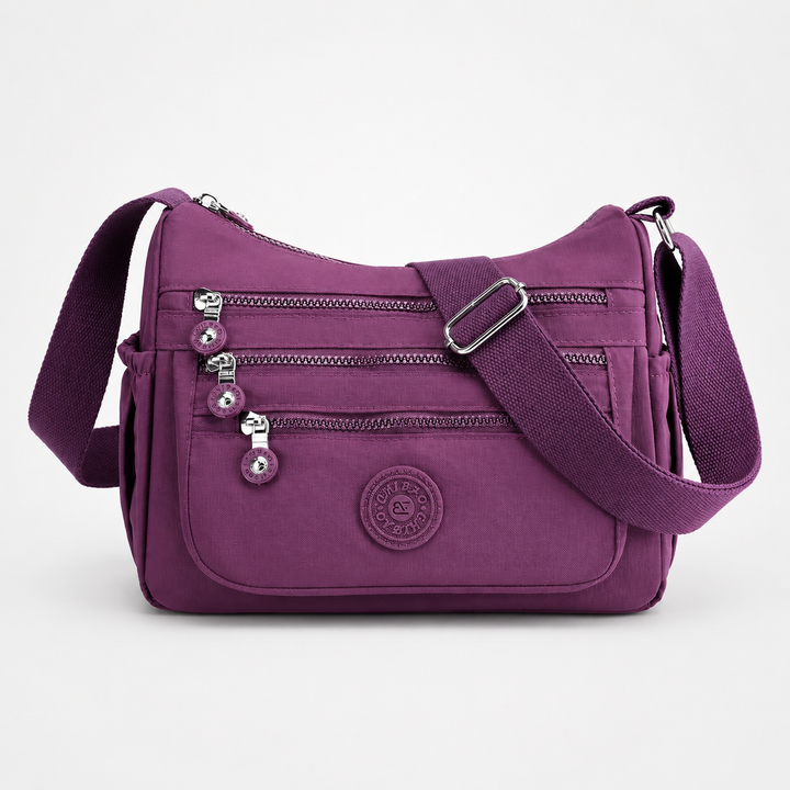 Lightweight Nylon Crossbody Bag with 6 Pockets