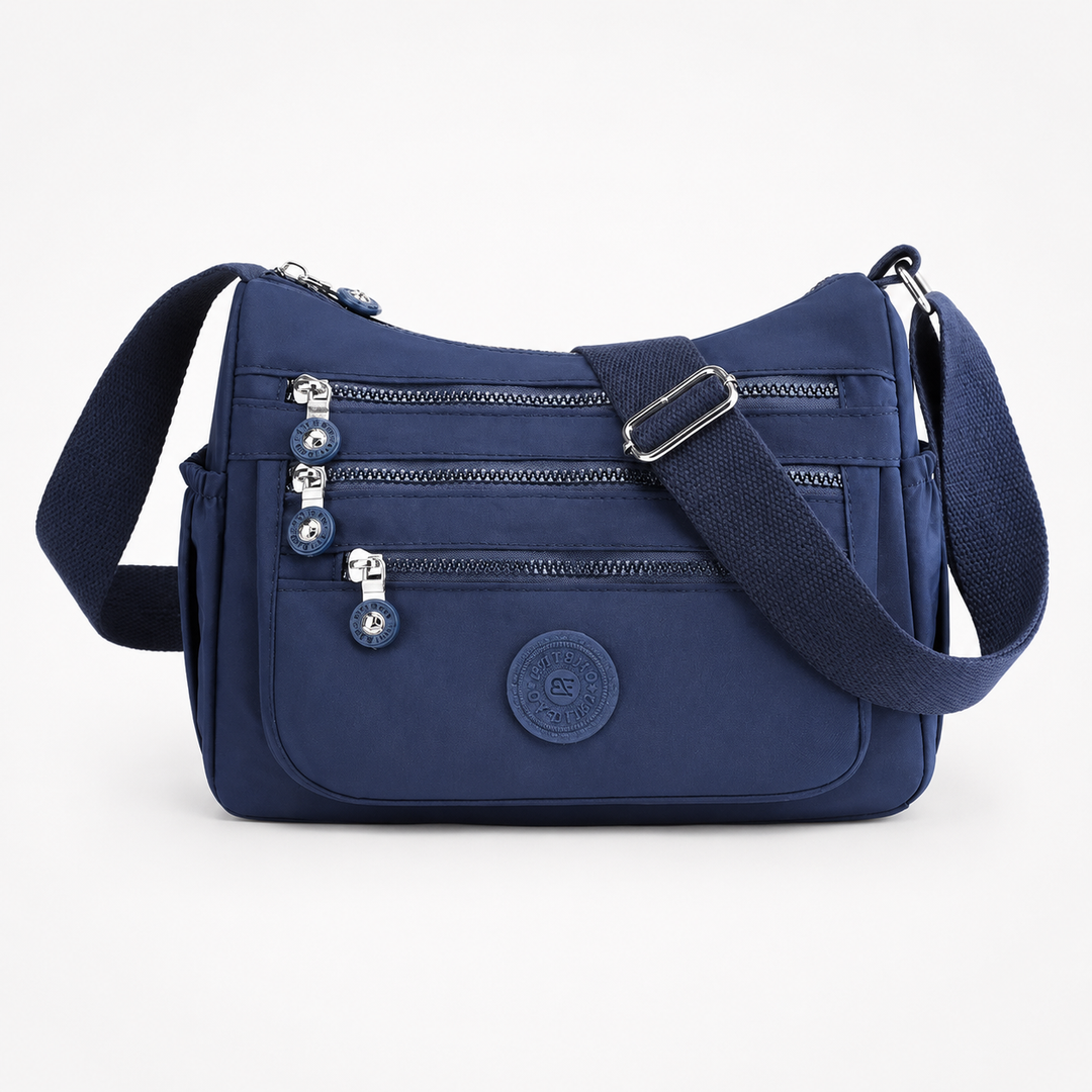 Lightweight Nylon Crossbody Bag with 6 Pockets