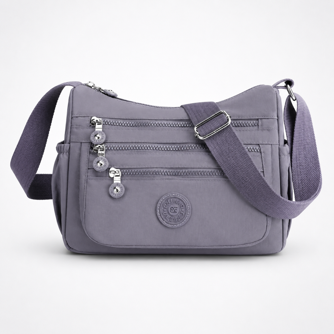 Lightweight Nylon Crossbody Bag with 6 Pockets