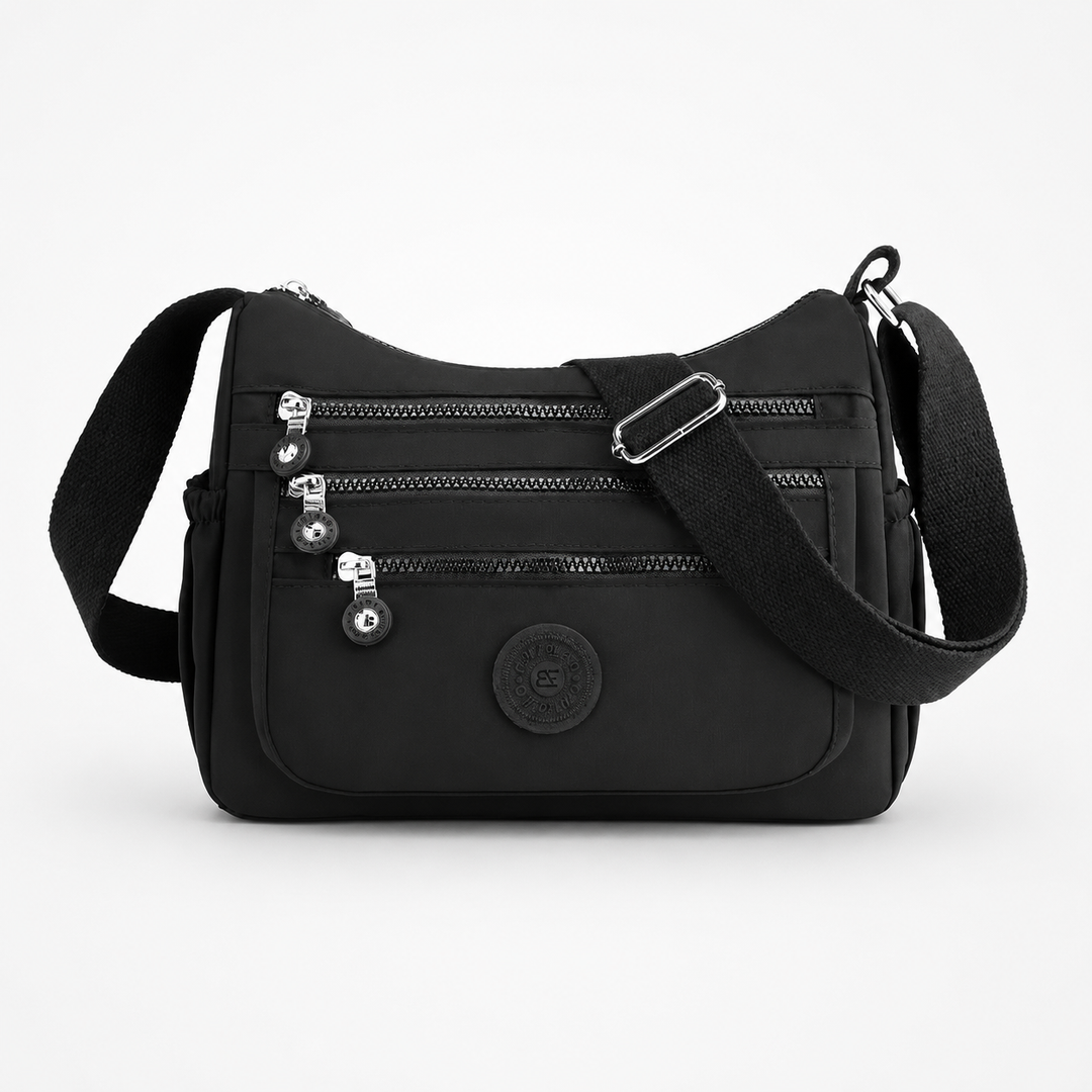Lightweight Nylon Crossbody Bag with 6 Pockets