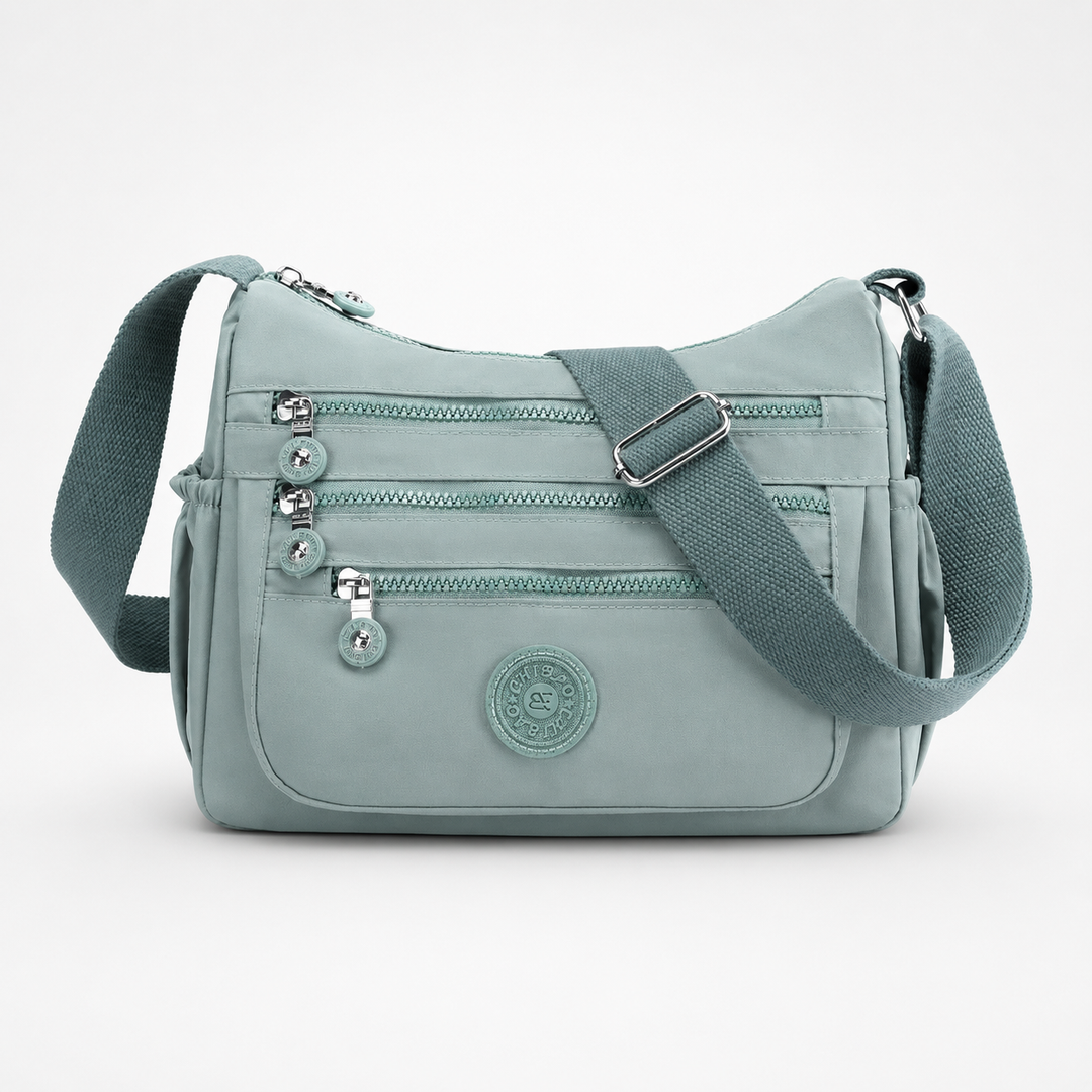 Lightweight Nylon Crossbody Bag with 6 Pockets