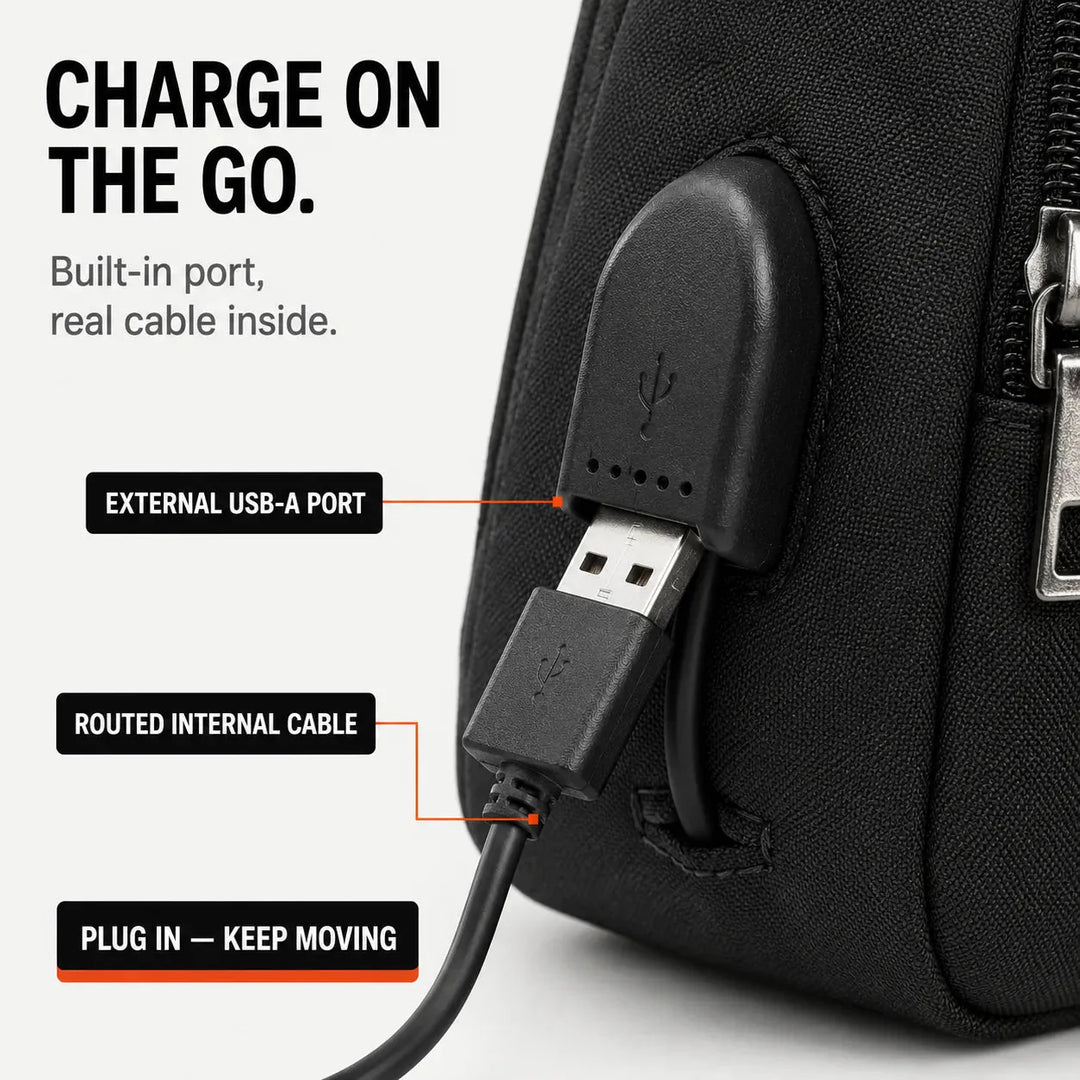 Crossbody Sling Bag with USB Charging Port