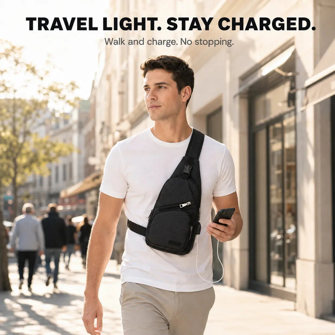 Crossbody Sling Bag with USB Charging Port