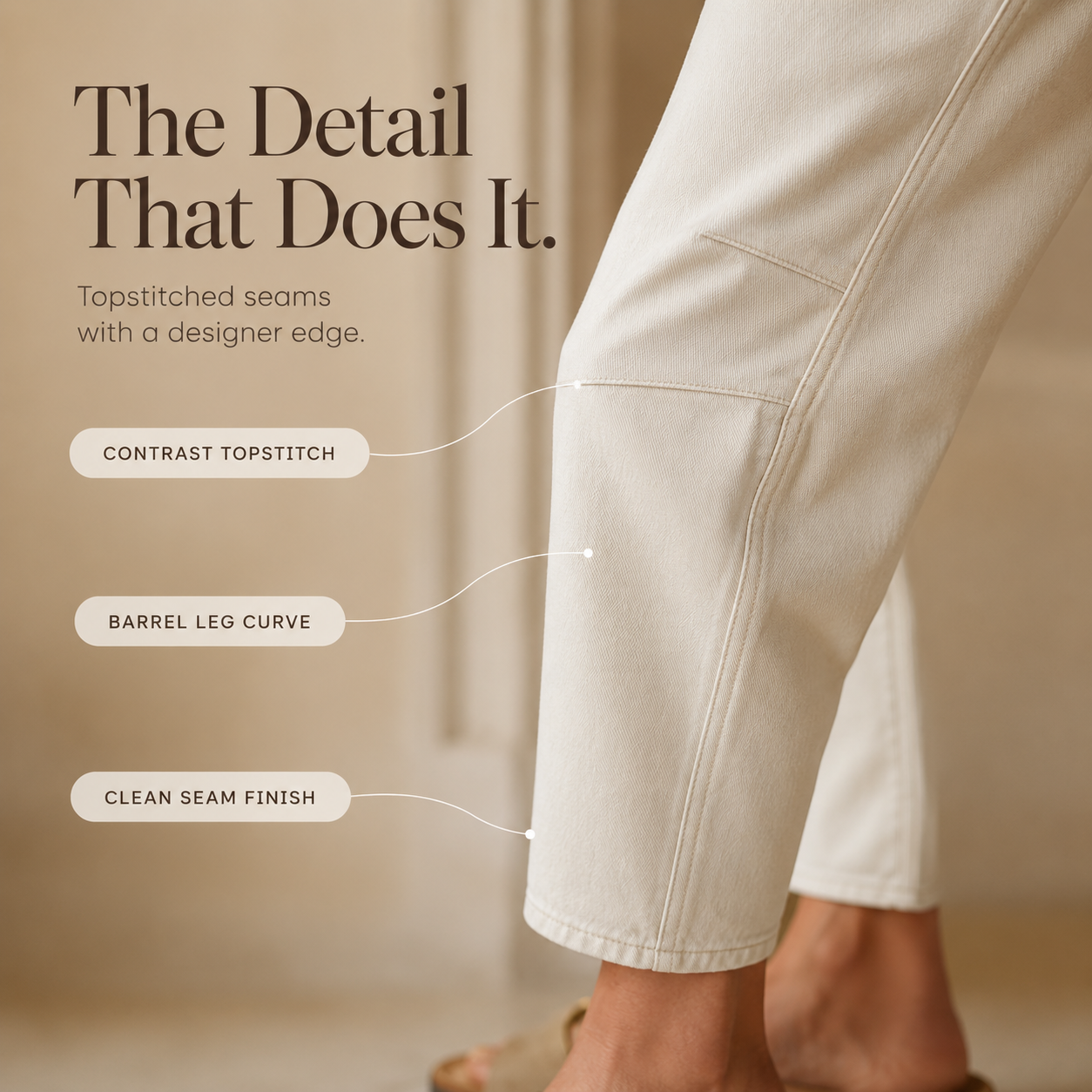 Stitch Detail Cropped Straight Pants — View 10 | Clova