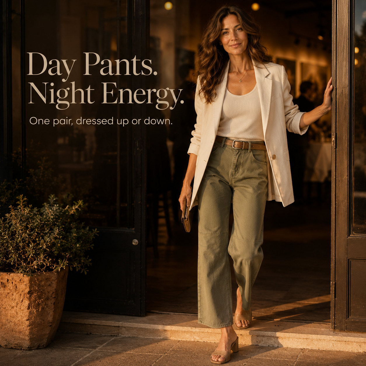 Stitch Detail Cropped Straight Pants — View 9 | Clova
