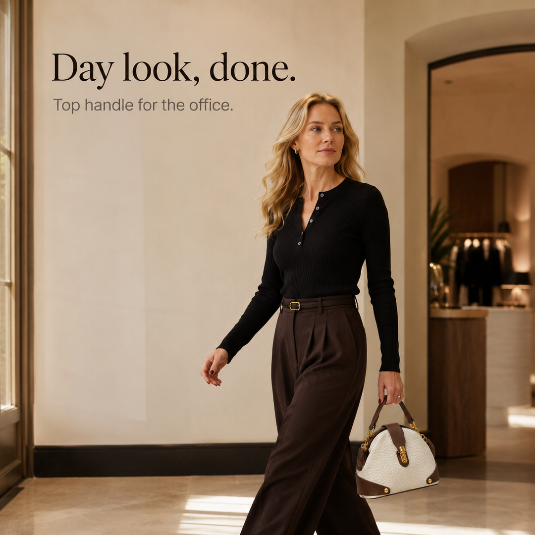 Two-Tone Leather Handbag for Day to Night