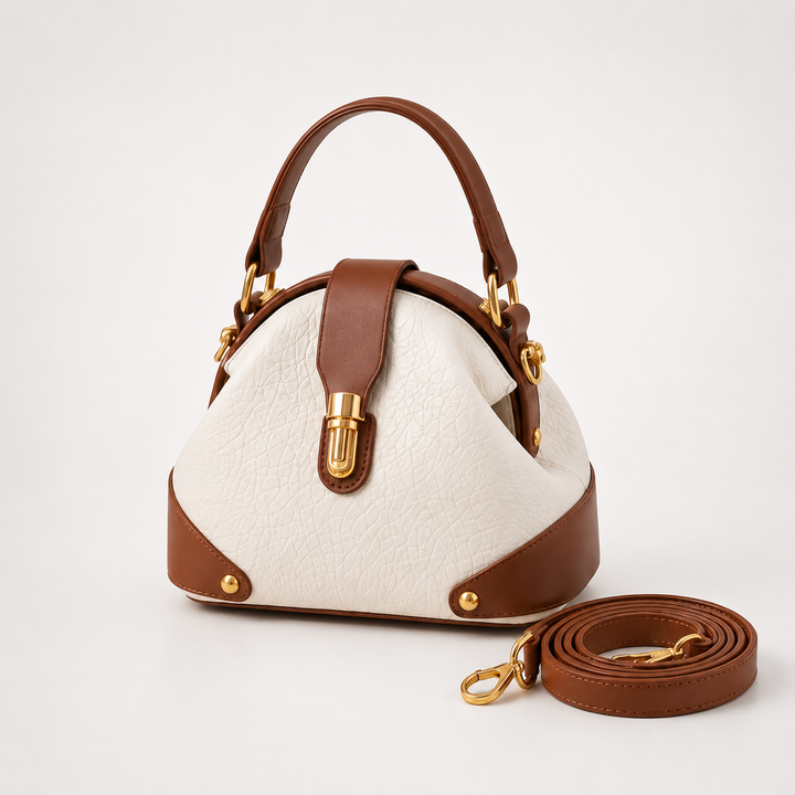 Two-Tone Leather Handbag for Day to Night