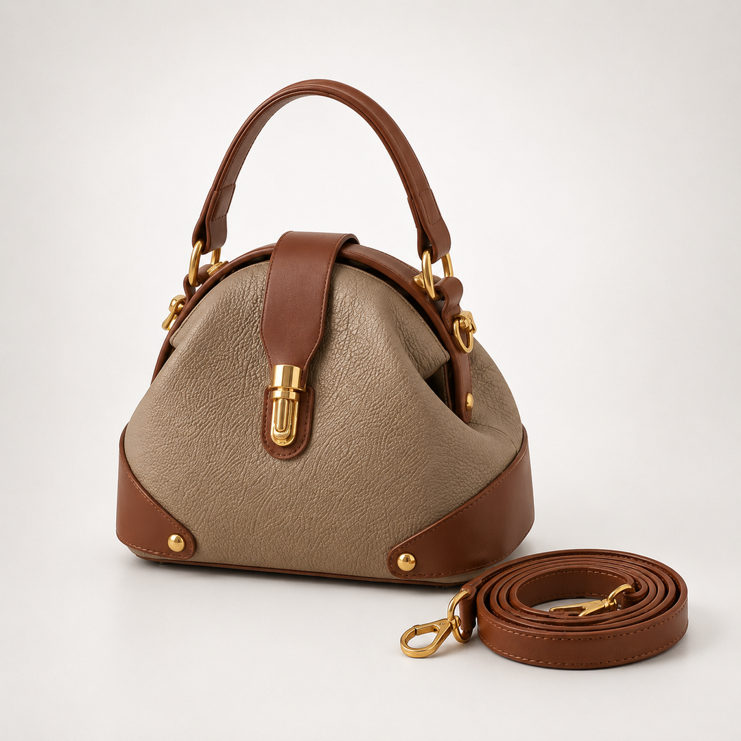Two-Tone Leather Handbag for Day to Night