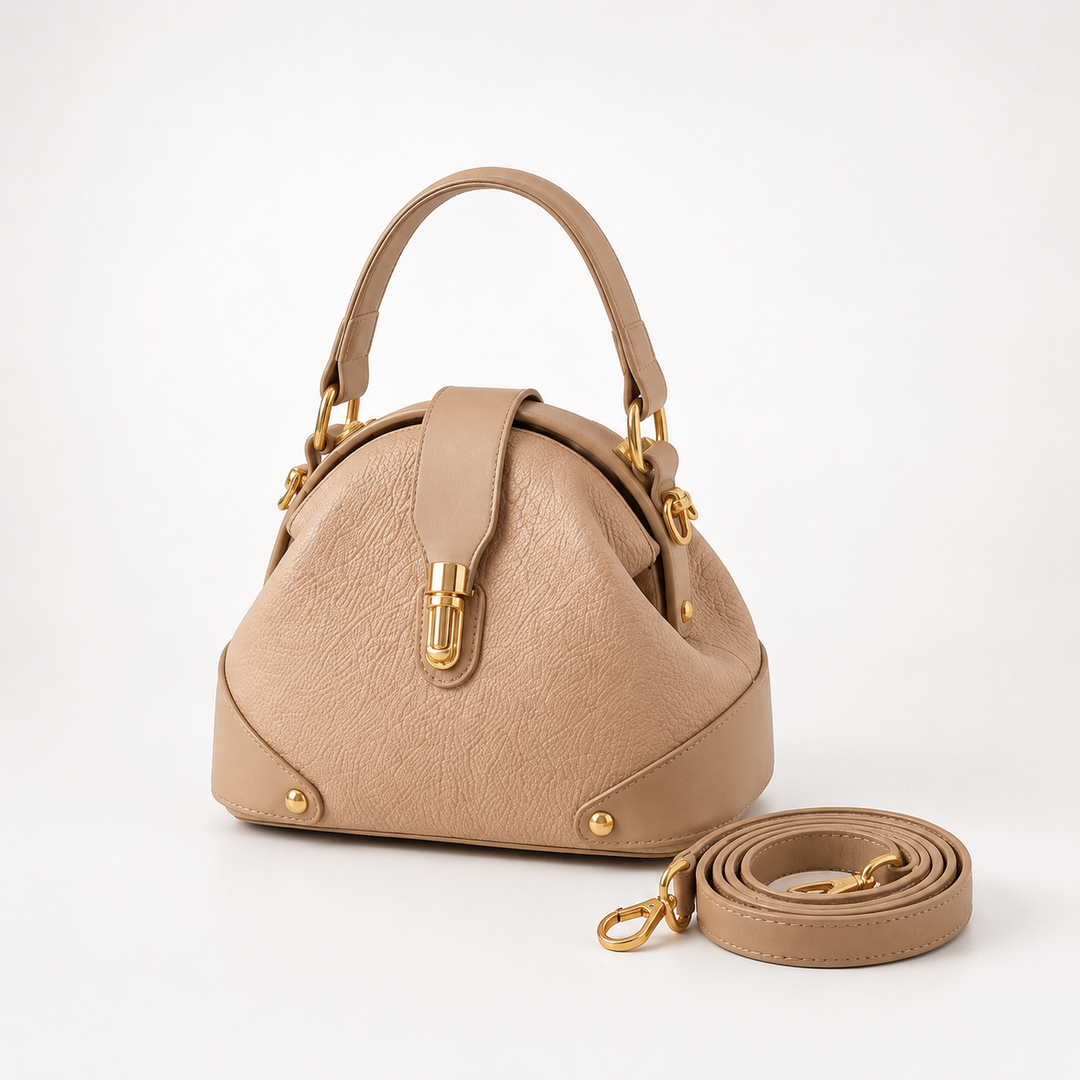 Two-Tone Leather Handbag for Day to Night