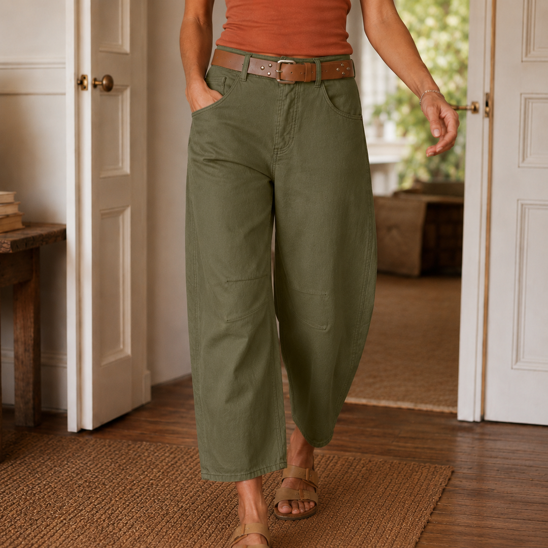 Stitch Detail Cropped Straight Pants — View 18 | Clova