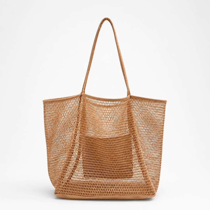 Mesh Beach Tote Bag with Hidden Zip Pocket, Sand Free Shoulder Bag for Women