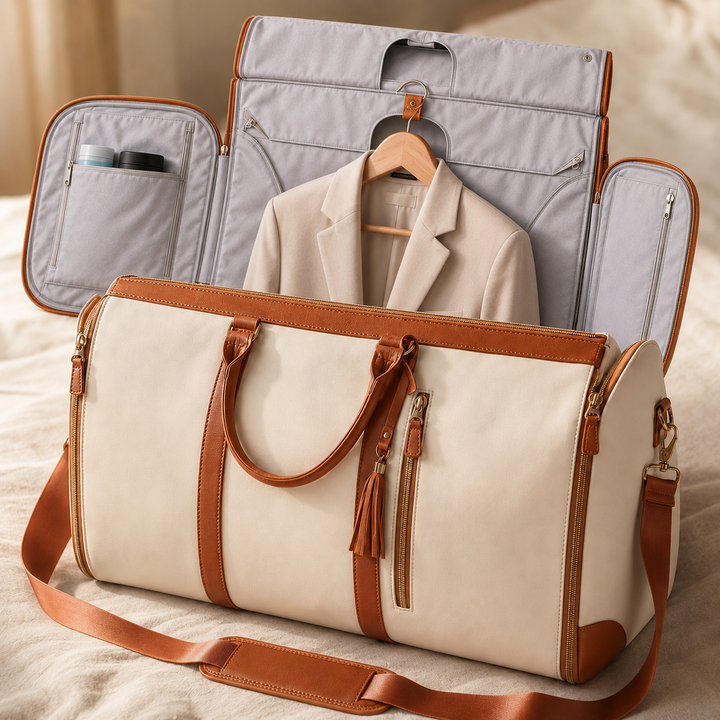 Convertible Garment Duffel Bag with Built-in Hanger, Carry-On Travel Bag for Women
