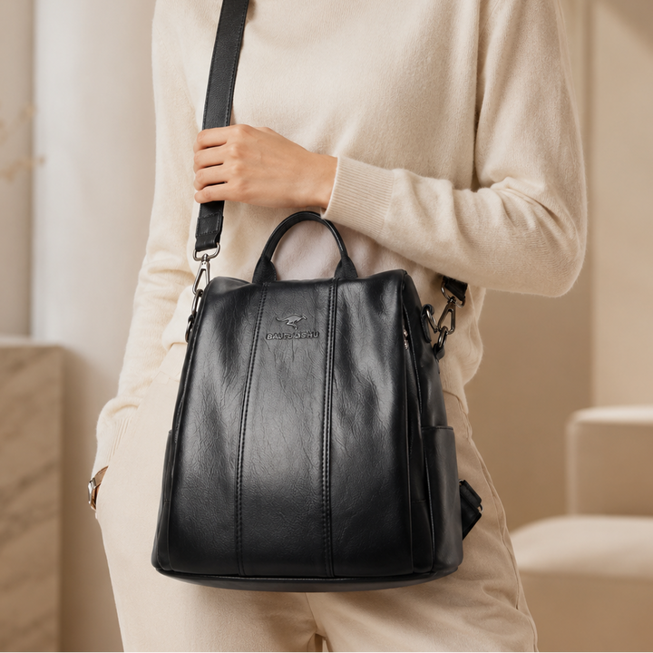 Convertible Leather Backpack Crossbody Bag for Women