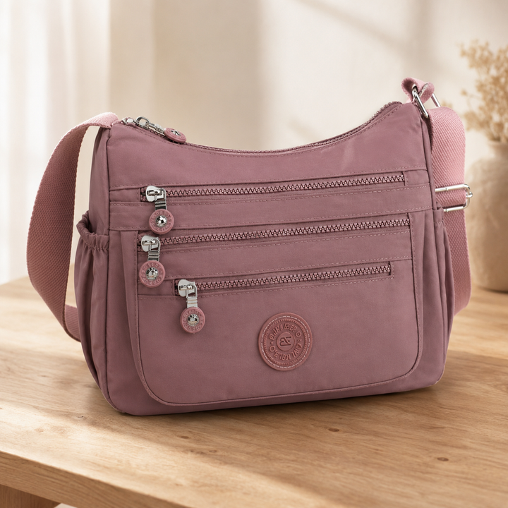 Lightweight Nylon Crossbody Bag with 6 Pockets