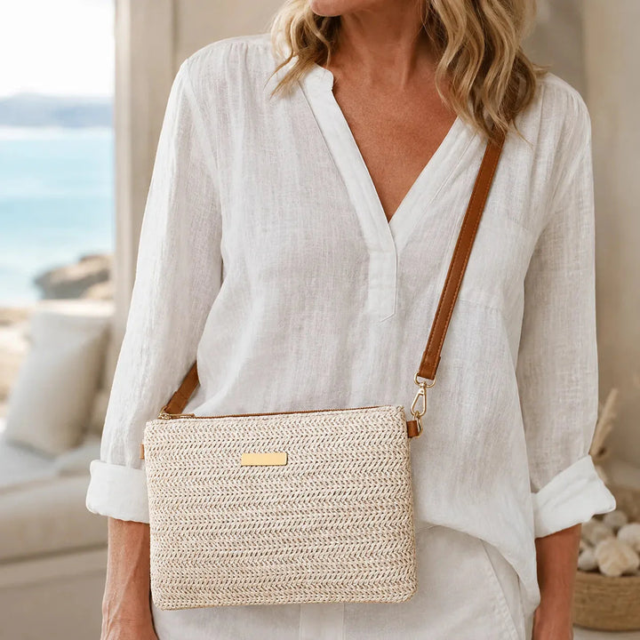 Woven Straw Crossbody Clutch Bag for Women