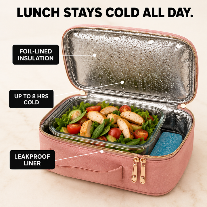 Insulated Backpack with Lunch Box, Laptop Sleeve, Waterproof Oxford
