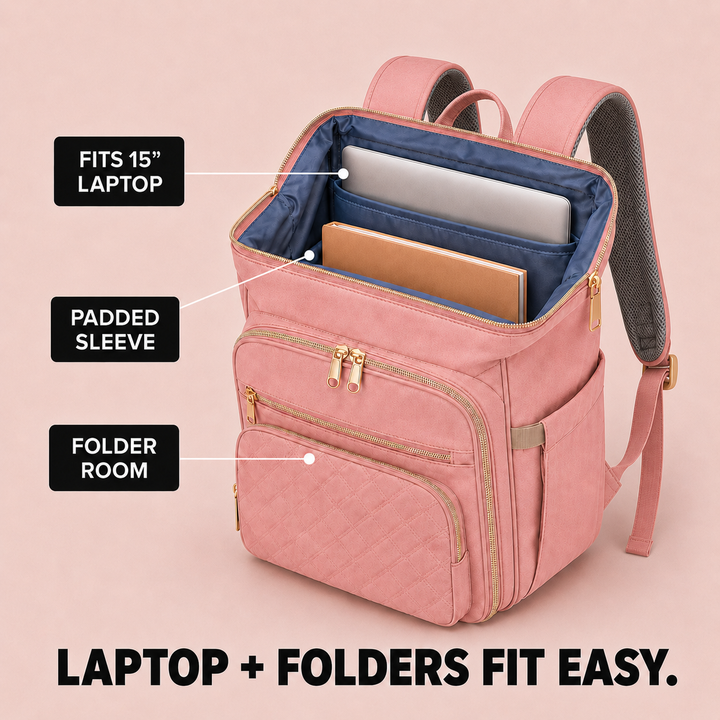 Insulated Backpack with Lunch Box, Laptop Sleeve, Waterproof Oxford