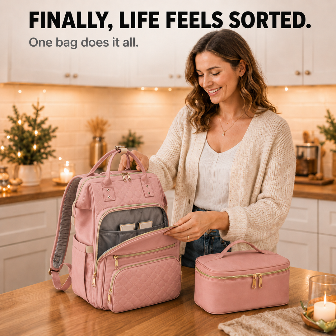 Insulated Backpack with Lunch Box, Laptop Sleeve, Waterproof Oxford