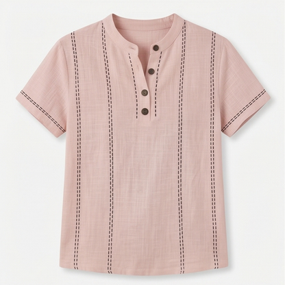 Stitched Henley Top — View 12 | Clova