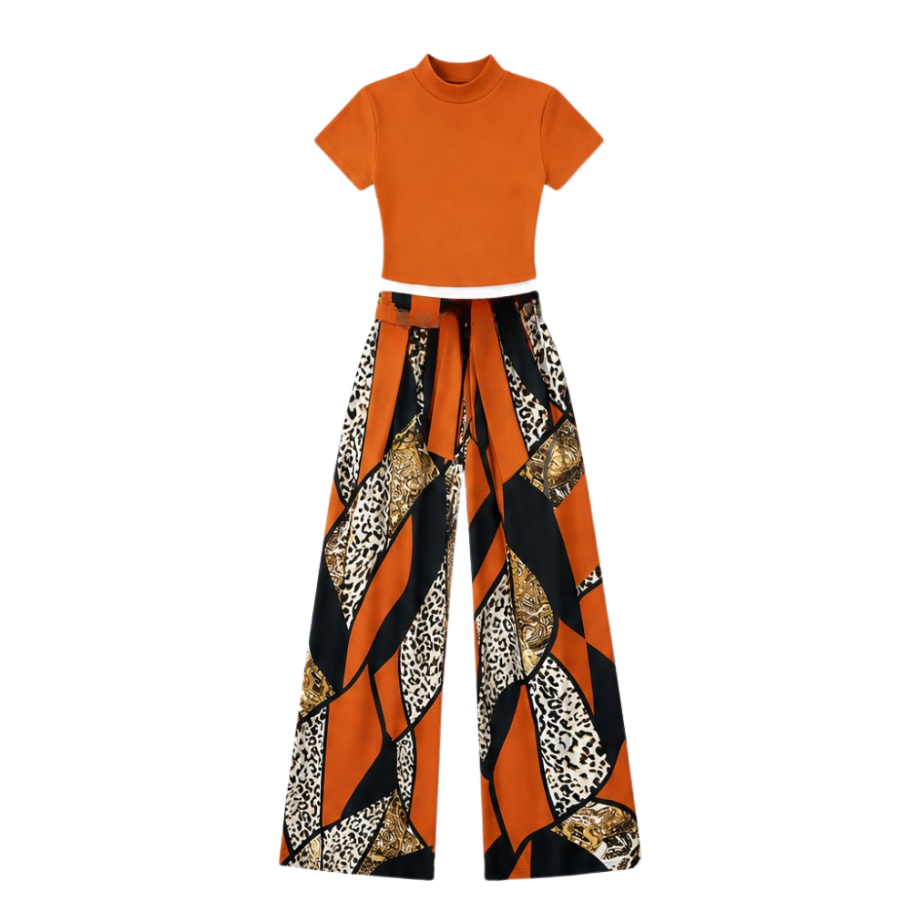 Bold Print Wide-Leg Two Piece Set — View 11 | Clova