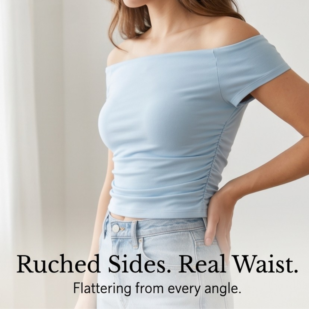 Velora Off-Shoulder Slim Fit Top — View 6 | Clova