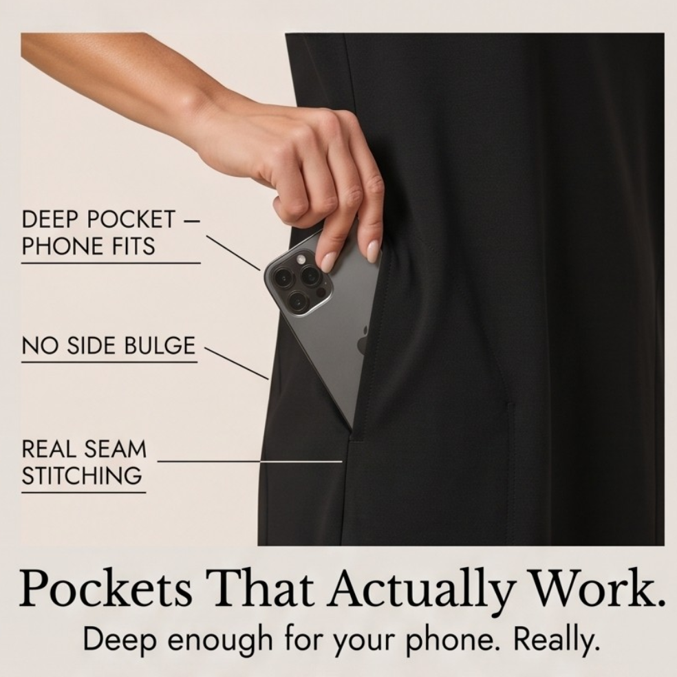 Soft Square-Neck Pocket Dress — View 8 | Clova