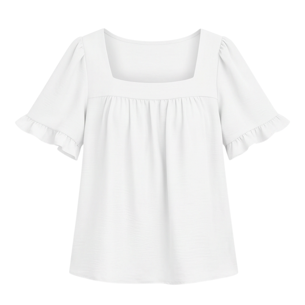 Square Neck Flutter Sleeve Blouse — View 15 | Clova