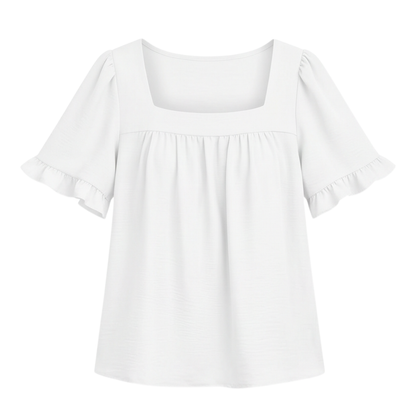 Square Neck Flutter Sleeve Blouse — View 15 | Clova