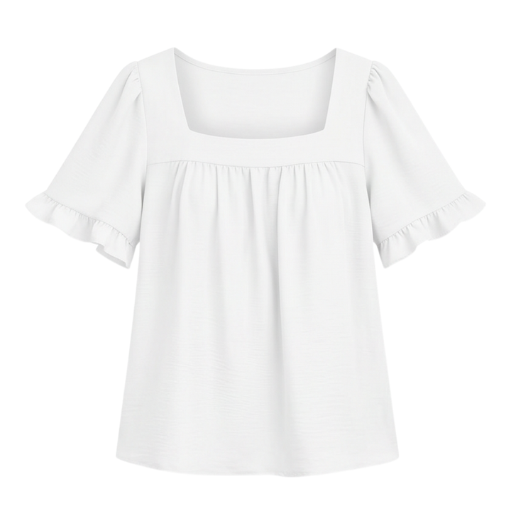 Square Neck Flutter Sleeve Blouse — View 15 | Clova