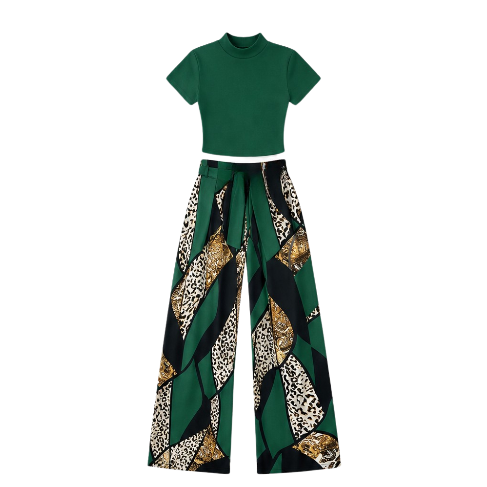 Bold Print Wide-Leg Two Piece Set — View 13 | Clova