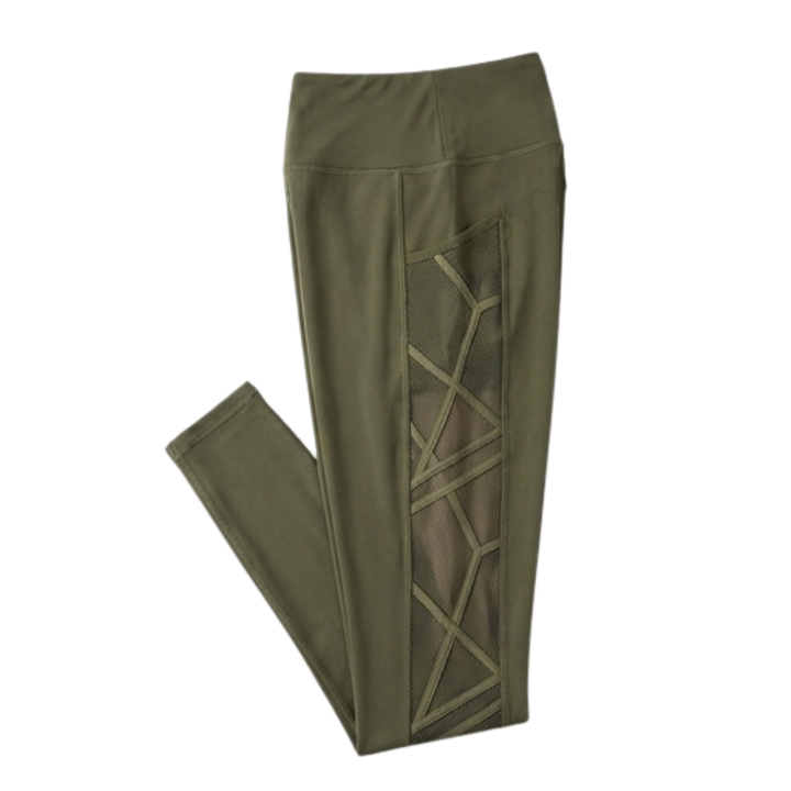 High Waisted Mesh Leggings with Hidden Pocket — View 12 | Clova