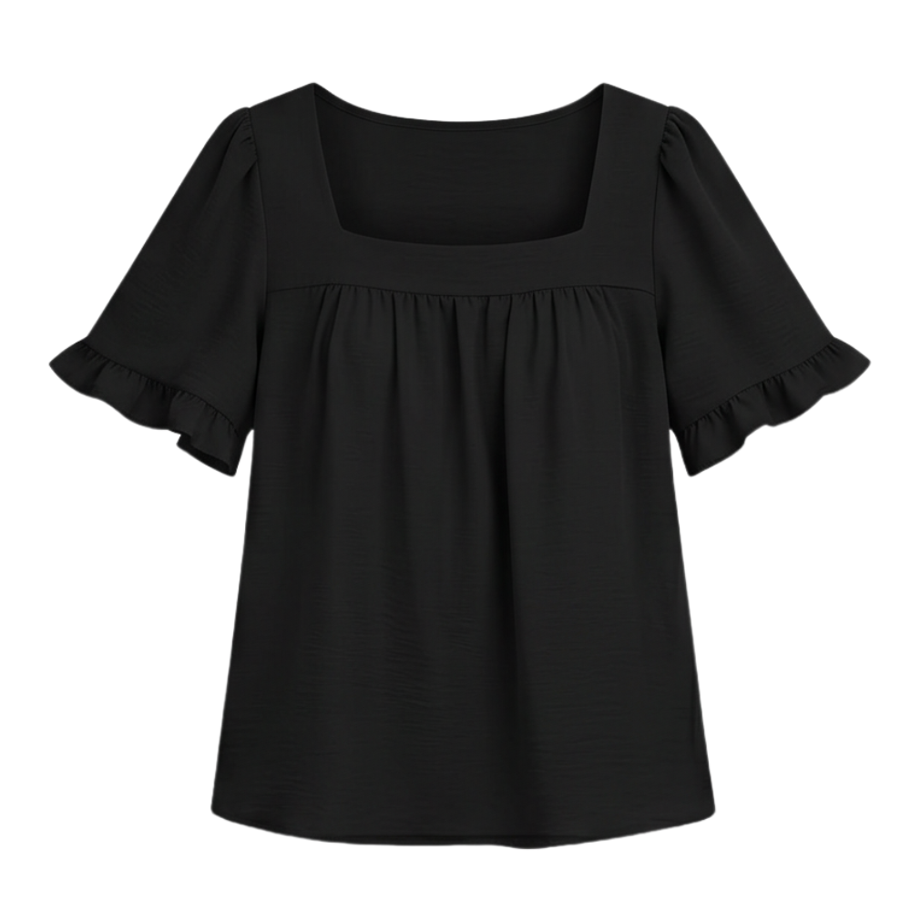 Square Neck Flutter Sleeve Blouse — View 16 | Clova