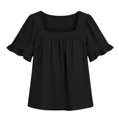 Square Neck Flutter Sleeve Blouse — View 16 | Clova