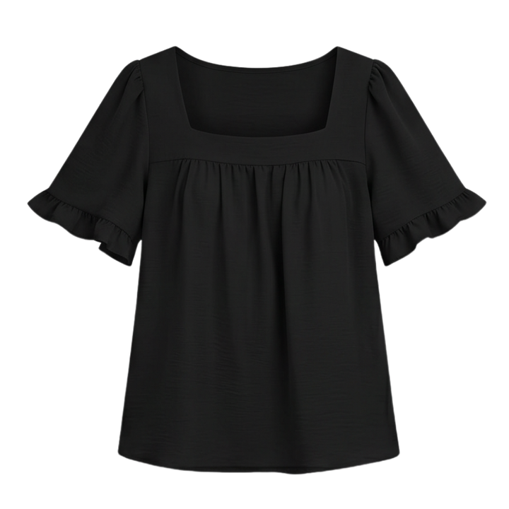 Square Neck Flutter Sleeve Blouse — View 16 | Clova