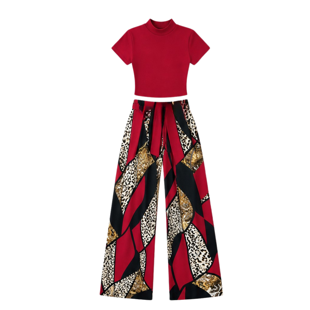 Bold Print Wide-Leg Two Piece Set — View 14 | Clova